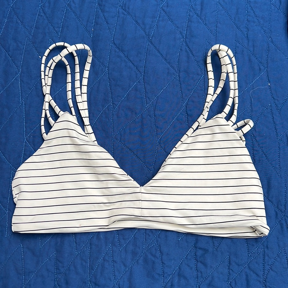 Boys + arrows white and black striped bikini top small